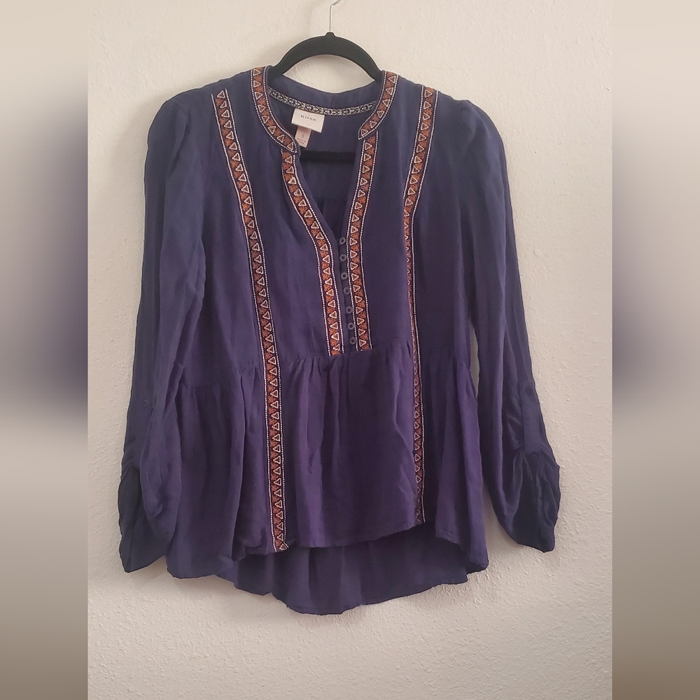 Knox Rose Navy Bohemian Top